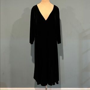 Coldwater Creek 3/4 Sleeve Velvet Dress sz 1X (16W-18W) Black Wedding Witchy